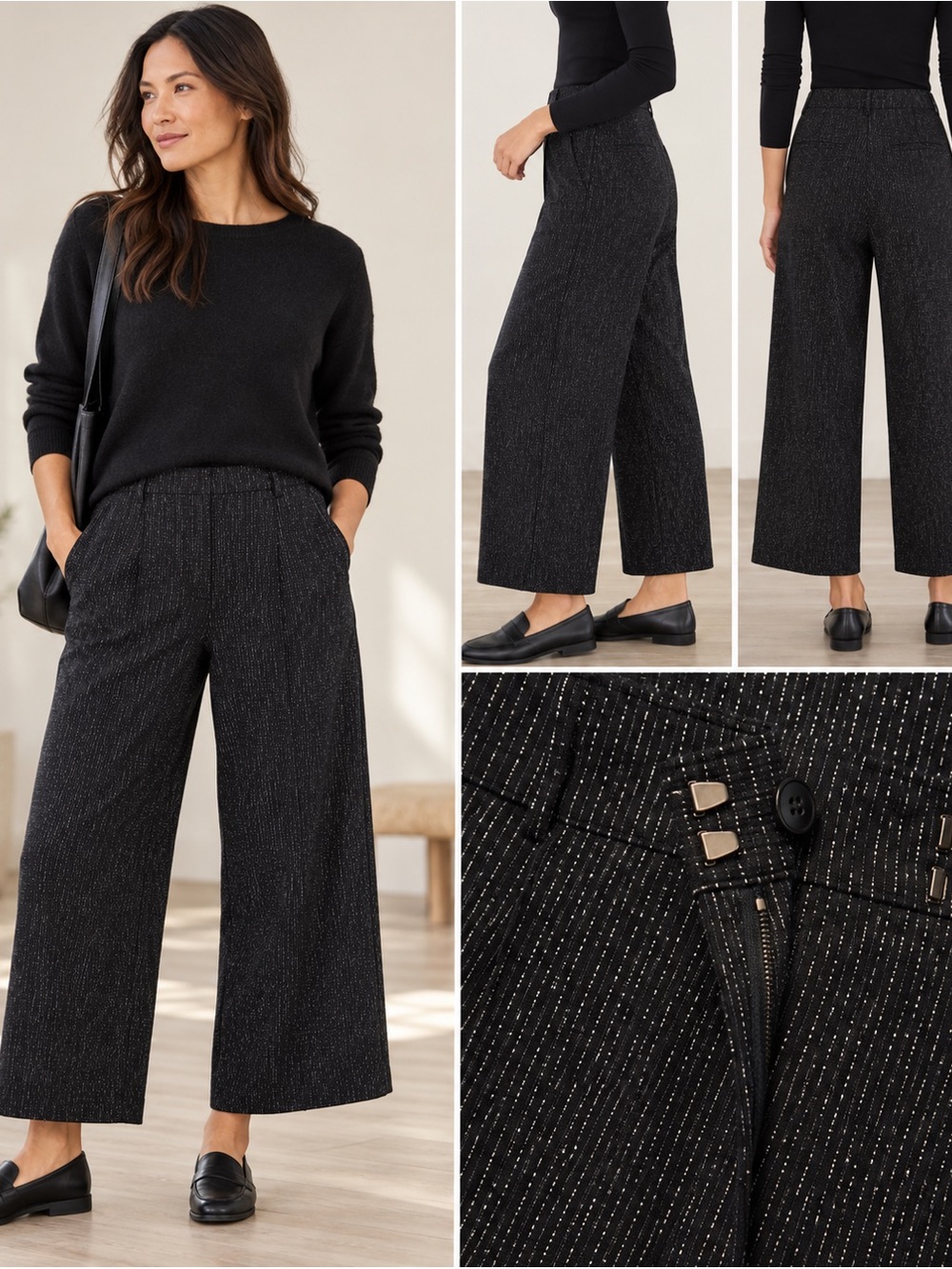 Eileen Fisher Organic Cotton Wide-Leg Pin Dot Pants